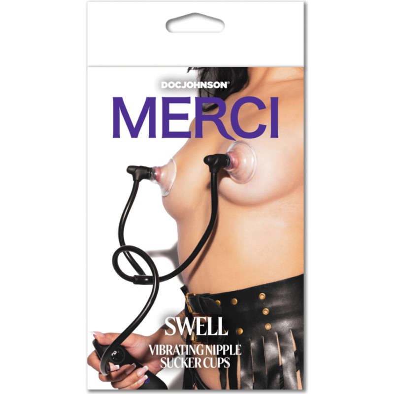 Doc Johnson Swell - Auto Vibrating Nipple Sucker Cups - Melns/Violets