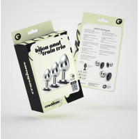Crushious Bijou — Trío de Entrenamiento Anal — 3 Tapones Joyas — Negro