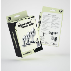 Crushious Bijou — Trío de Entrenamiento Anal — 3 Tapones Joyas — Negro
