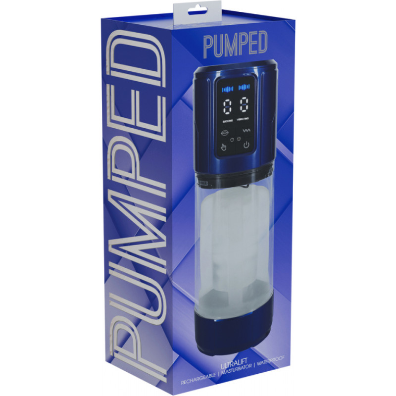 Pumped By Shots UltraLift - automātisks ūdensnecaurlaidīgs masturbatora pumpis - metāliski zils