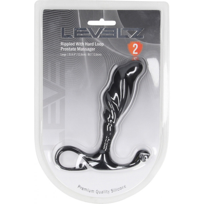 Levelz By Shots Viļņots ar cietu cilpu silikona prostatas masieris - L - melns