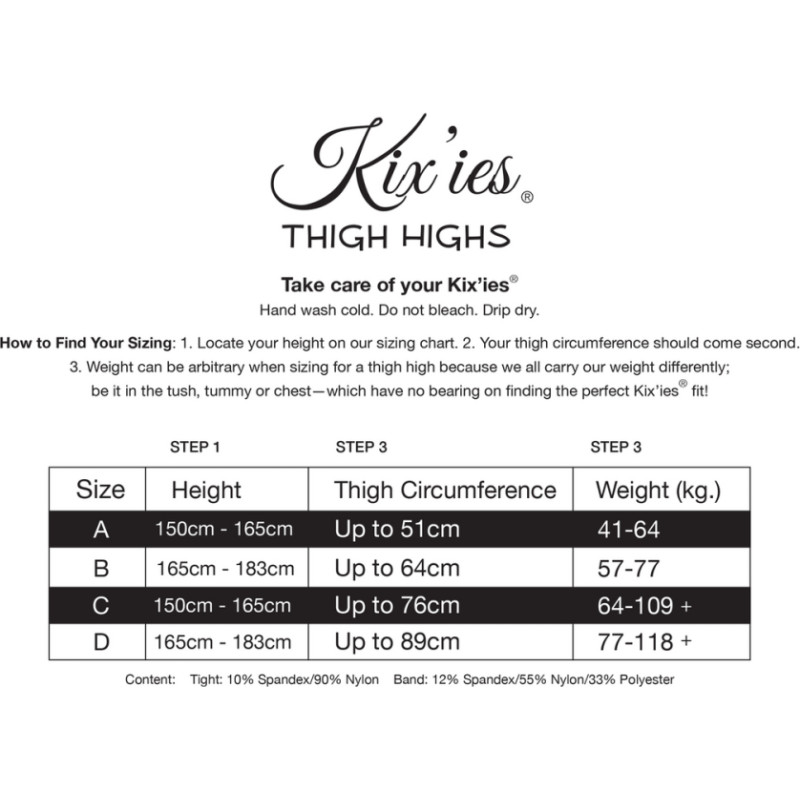 Kixies Keila - Augšstilba Augstums - A - Melns