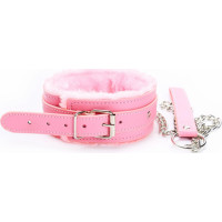 Fetish Fever - Collar with leash - Pink