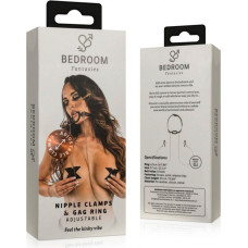 Bedroom Fantasies - Nipple Clamps & Silicone Gag Ring Black