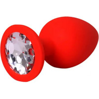 Fantasy Red medium butt plug with white crystal