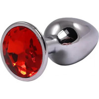 Fantasy Silver Large Butt Plug with Red Diamond