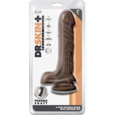 Blush DR. SKIN PLUS 9 INCH POSABLE DILDO WITH BALLS CHOCOLATE