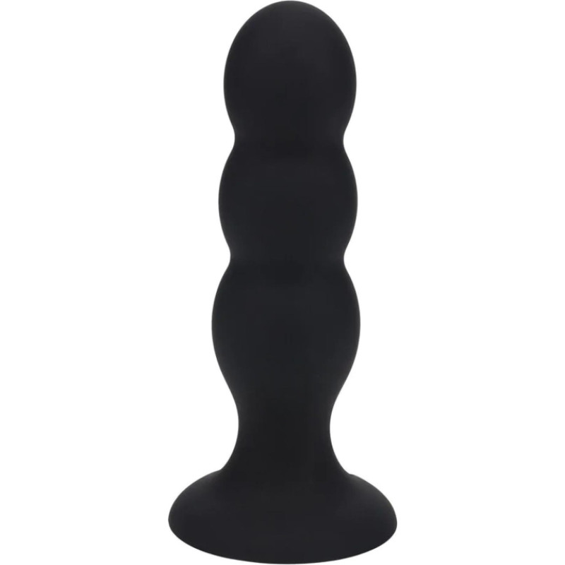 Levelz Tri Rattle Liquid Silicone Anal Plug - L - Black