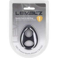Levelz By Shots Double Liquid Silicone Cock and Ball Ring - Black