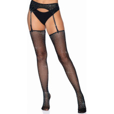 Leg Avenue Rhinestone Micronet Garter Belt and Stocking Set