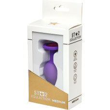 Star Collection - Purple Silicone Anal Plug M - Pink Stone