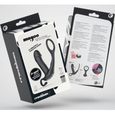 Crushious Magoo — Masajeador prostático vibrante y de empuje con anillo para el pene y control Remoto — Negro