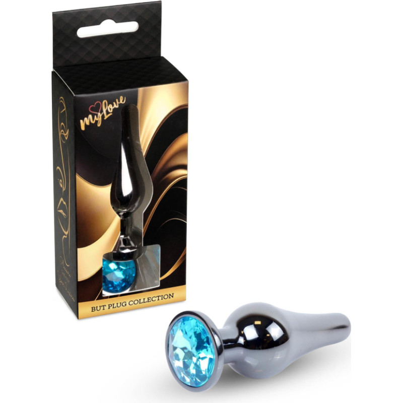 Mylove Toys - Jewellery Dark Silver BUTT PLUG- Light Blue