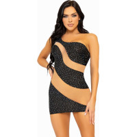 Leg Avenue Rhinestone Mini Dress with Mesh Accents
