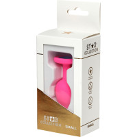 Star Collection - Pink Silicone Anal Plug S - Light Blue Stone