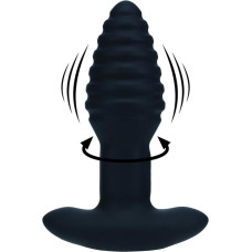 Levelz Vibrating and Rotating Ribbed Silicone Anal Plug - Black