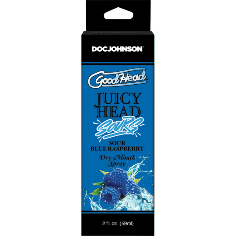 Doc Johnson Juicy Head - Dry Mouth Spray - Sour Blue Raspberry - 2 fl oz / 60 ml