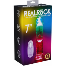 Realrock By Shots LED vibrējošs taisns dzimumloceklis - 7 / 18 cm - caurspīdīgs