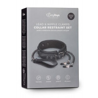 Easytoys Wiązania-Leather Collar With Nipple Chains