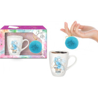 Bgtech JUST ME - zestaw kubek baryłka 300ml+pompon niebieski-Ja urocza, ambitna, szczera