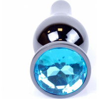 B - Series Heavyfun Plug-Jewellery Dark Silver BUTT PLUG- Light Blue