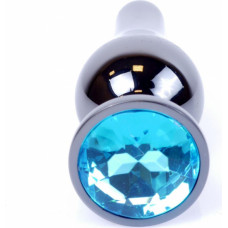 B - Series Heavyfun Plug-Jewellery Dark Silver BUTT PLUG- Light Blue