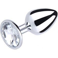 Fantasy Silver Large Butt Plug with White Diamond