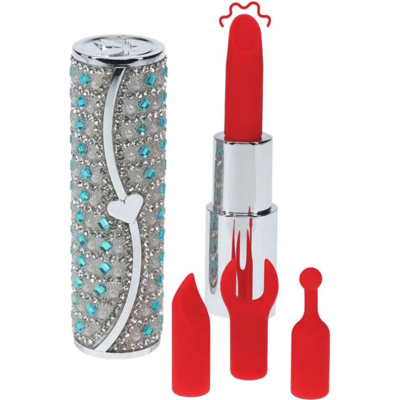 Lovense Tiffany - Lipstick Vibrator with 4 Attachments - Blue