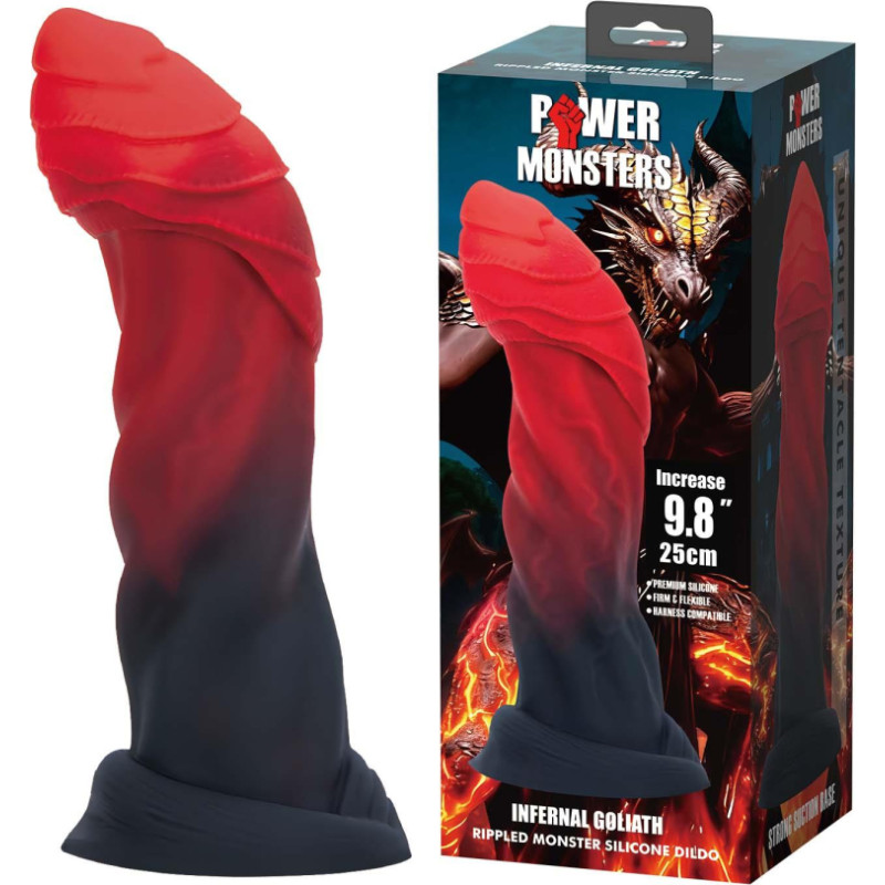Power Monsters Infernal Goliath – 25 cm Rippled Monster Silicone Dildo