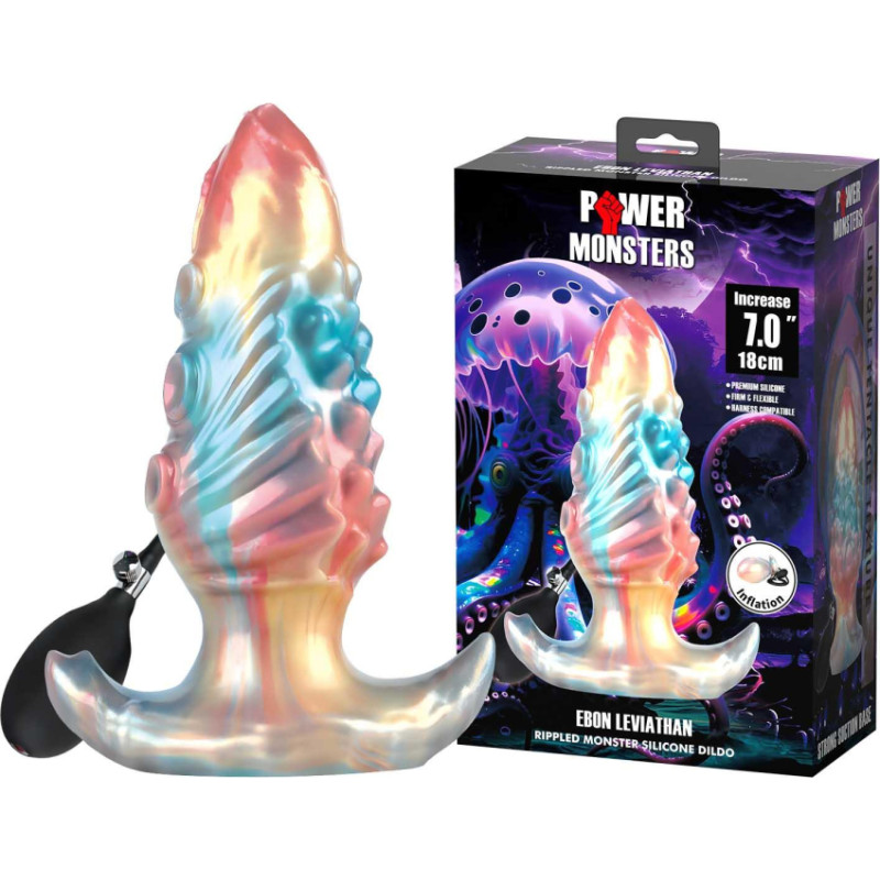 Power Monsters Ebon Leviathan – 18 cm Rippled Monster Silicone Dildo