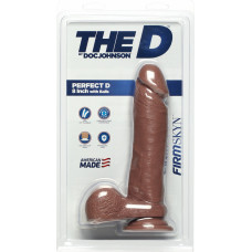 Doc Johnson Perfect D - realistiškas FIRMSKYN dildo su kamuoliukais - 8 / 20 cm