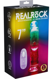 Realrock By Shots LED vibrējošs taisns dzimumloceklis - 7 / 18 cm - caurspīdīgs
