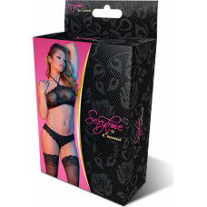 Magic Silk Комплект бандо с бретельками через шею и трусиками - L/XL - черный