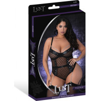 Male Power Phoenix - Dimanta Tīkla Lācītis un Zeķturi ar Ķēdītēm, Gredzeniem un Kniedēm - 2X - Melns