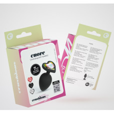 Crushious Cuore – Plug Anal con Cuatro Joyas Intercambiables – Pequeño – Negro