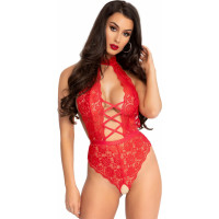 Leg Avenue High Neck Crotchless Teddy