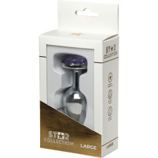 Star Collection - Silver Metal Anal Plug L - Purple Stone