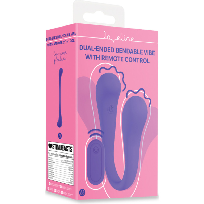 Loveline Dual-ended Bendable Vibe with Remote Control - Purple