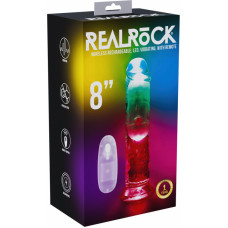 Realrock By Shots LED vibrējošs taisns dzimumloceklis - 8 / 20 cm - caurspīdīgs