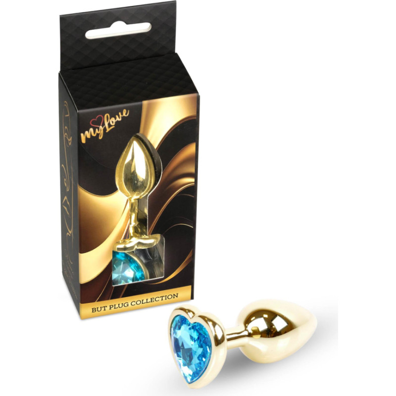 Mylove Toys - Jewellery Gold  Heart PLUG- Light Blue