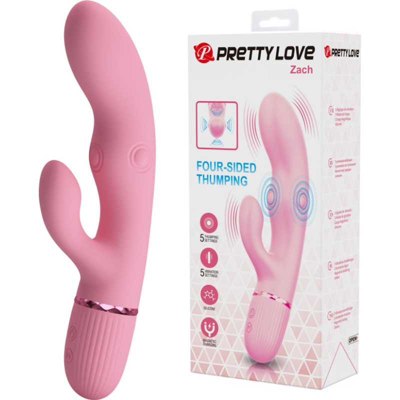 Pretty Love Zach Four-Sided Thumping Rabbit Vibrator – Pink