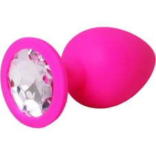 Fantasy Pink small butt plug with white crystal