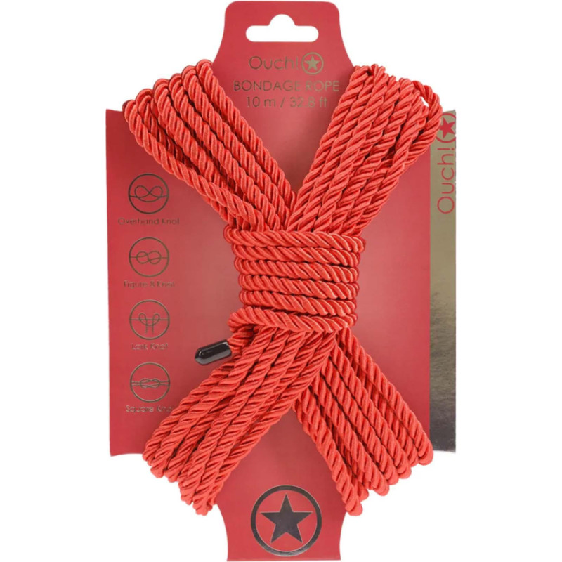 Ouch! Polyester Bondage Rope - 32.8 ft / 10 m - Red