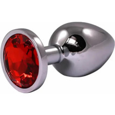 Fantasy Silver Small Butt Plug with Red Diamond