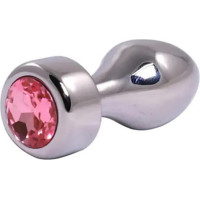 Fantasy Silver Butt Plug with Pink Diamond