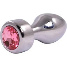Fantasy Silver Butt Plug with Pink Diamond