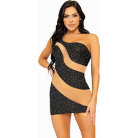 Leg Avenue Rhinestone Mini Dress with Mesh Accents