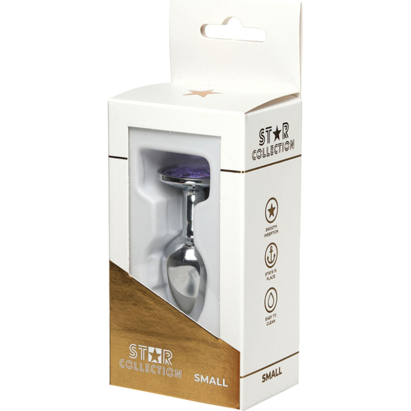 Star Collection - Silver Metal Anal Plug S - Purple Stone