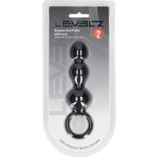 Levelz By Shots Beaded Silicone Anal Probe with Loop - Black