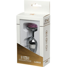 Star Collection - Silver Metal Anal Plug L - Light Pink Stone